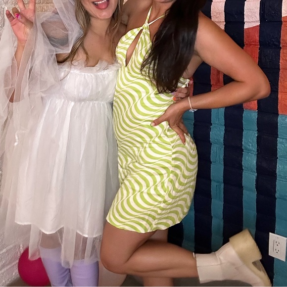 Zara // 70s Satin Swirl Effect Print Mini Short Dress - Picture 2 of 4